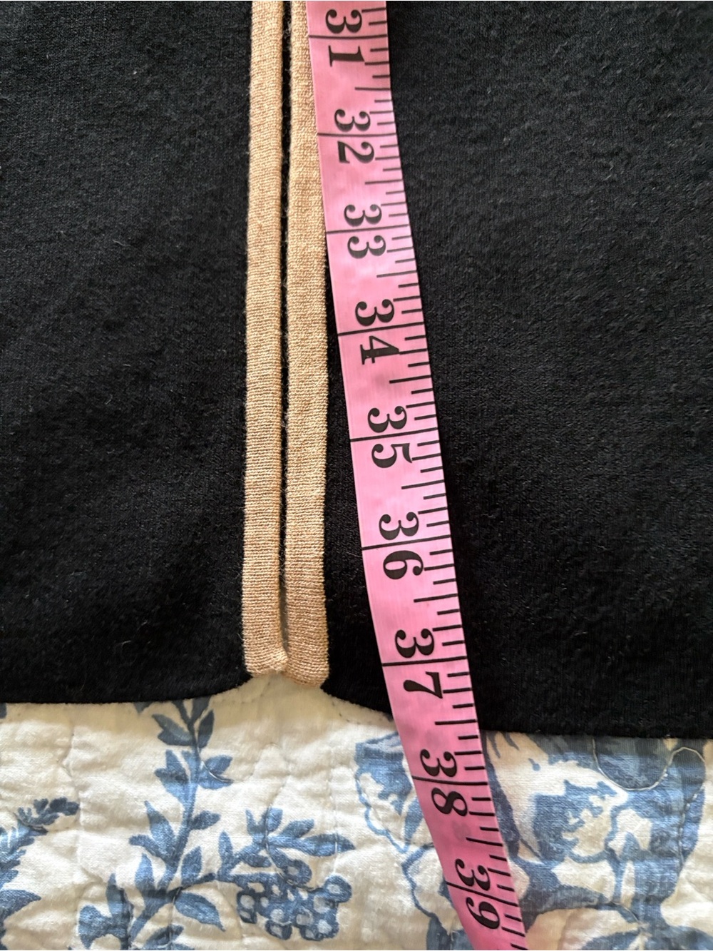 Talbots Black Open-Front Long Cardigan with Beige Trim - Picture 10 of 10